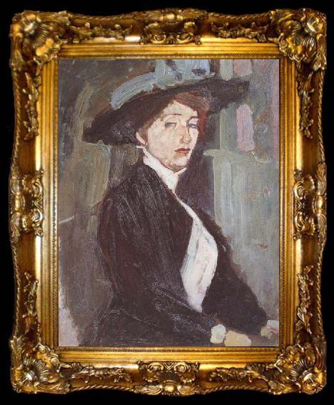 framed  Amedeo Modigliani La femme au chapeau (mk38), ta009-2